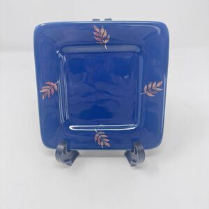 Vintage Bath & Body Works Ceramic Plate Holiday Edition 1999 Blue Gold Leaf